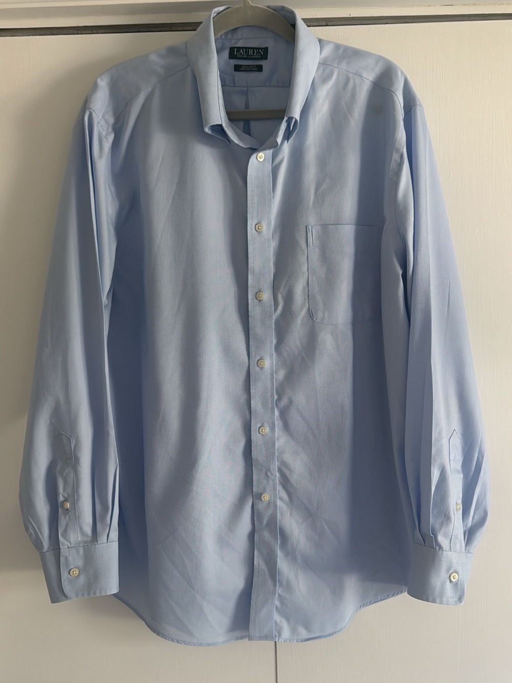 Lauren Ralph Lauren Men's Dress Shirt Light Blue Solid Button Up Size XL 17.5
